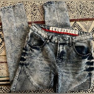 Men's Skinny Jeans - Washed Black and Gray